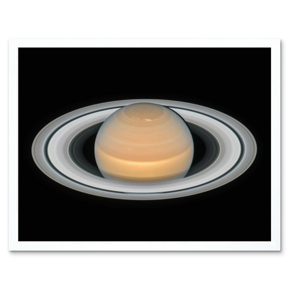 Hubble Space Telescope Image Saturn Opposition 2018 Portrait Of Opulent Ring World Solar System Gas Giant Planet Art Print Framed Poster Wall Decor 12x16 inch