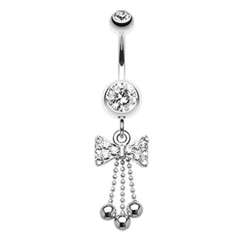Jeweled BowTie Bead Dangle Belly Button Ring