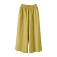 thumbnail image 3 of RUTAYY Women's Capri Pants Casual Solid Color Wide Leg Summer Loose Fit Comfortable Elastic Waist Everyday Wear Elegant Chic Trousers, 3 of 4