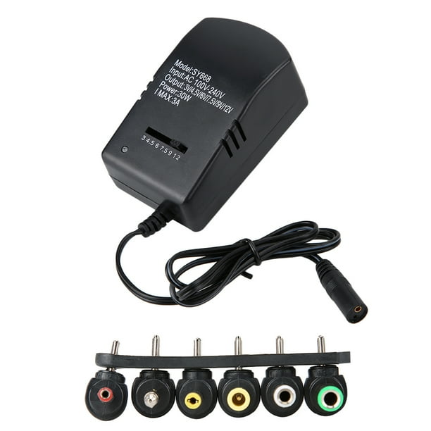 Adaptador de corriente CC de voltaje ajustable universal de 30 W, 3 V, 4,5 V, 6 V, 7,5 V, 9 V y 12 V (100-240 V)
