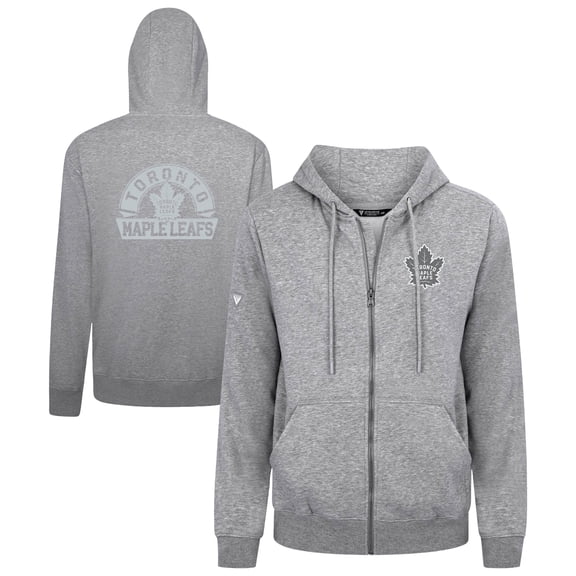 Men's Levelwear Gray Toronto Maple Leafs Podium Chenille Logo Full-Zip Hoodie