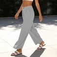 thumbnail image 3 of Diufon Womens Linen Pants Casual High Waisted Wide Leg Loose Pants Spring Summer Vacation Beach Trousers with Pockets, 3 of 8