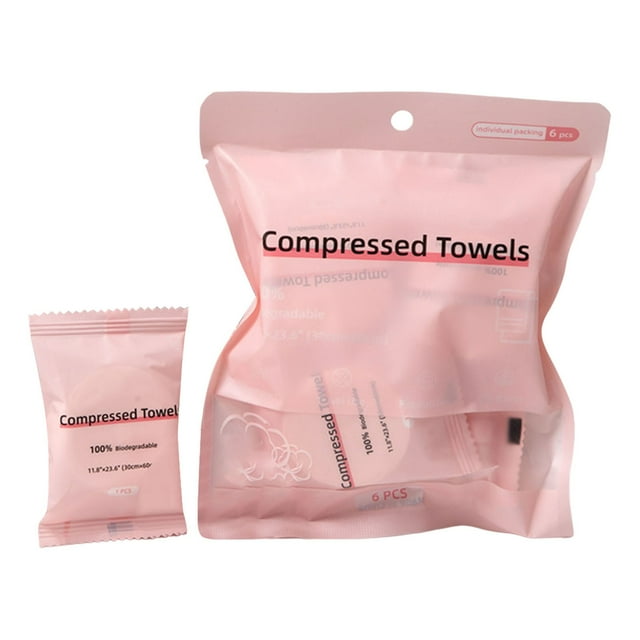 Pack of 6 Compressed Face Towels Highly Absorbent Disposable Travel Size for Outdoor Activities and Portable Use