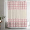 thumbnail image 5 of Shower Curtains for Bathroom-36"x72",Retro Linen Pink Buffalo Plaid Waterproof Bath Curtain Grommet Shower Curtain Set with Hooks, 5 of 9