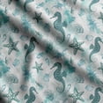 thumbnail image 1 of Soimoi Sea Shell Print, Silk Fabric, Decor Sewing Fabric by The Yard 42 Inch Wide,Decorative Fabric for Shirts Suits Ties, Teal Blue, 1 of 5