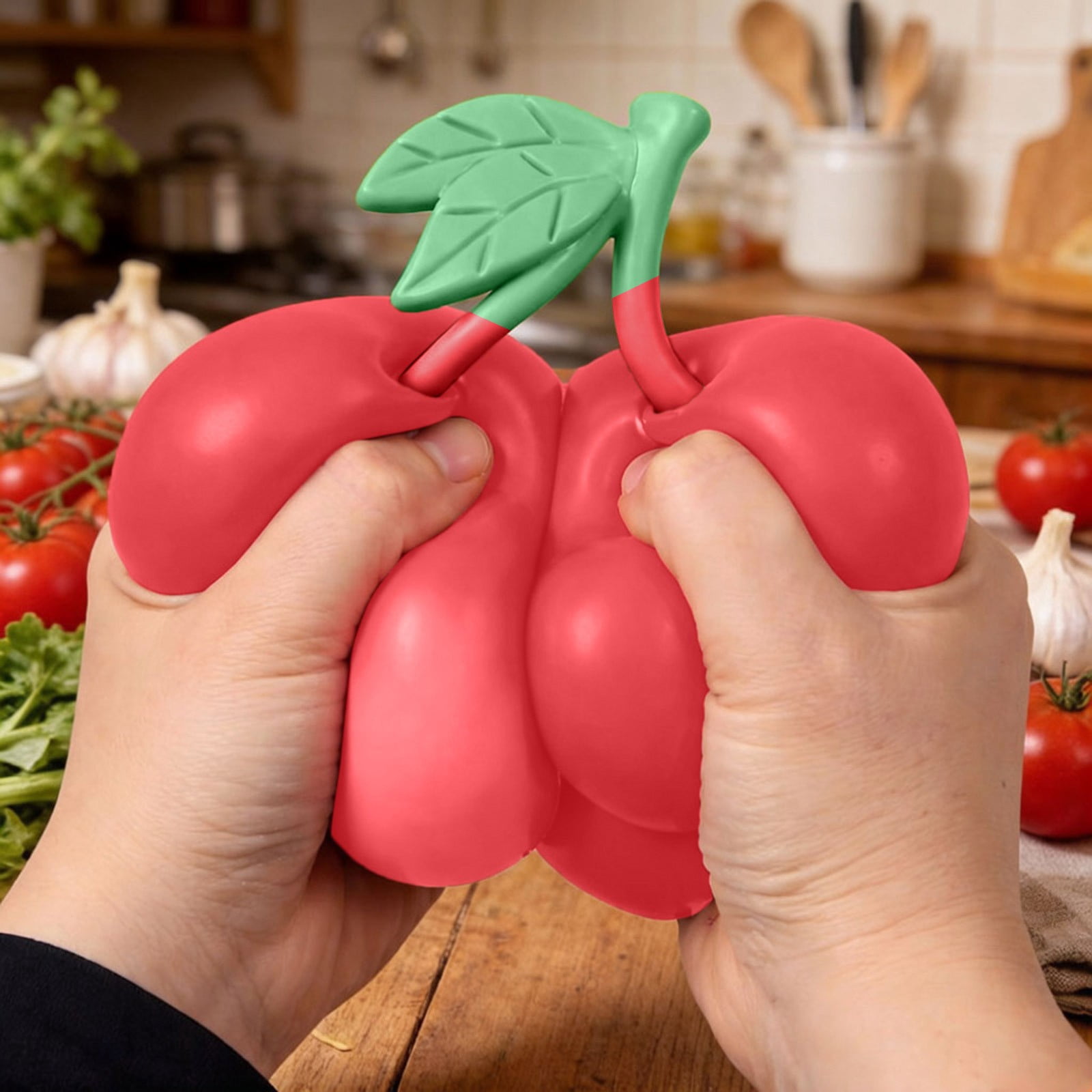ZhangC Cherries Squishies Squeeze Ball, Giant fruit Stress Relief Ball, Party Gifts for Friends and Easter Basket Stuffers