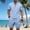 Light Blue, variant on Sentmoon Men Two Piece Outfits Sets Men's Undershirt and Mens Workout Shorts Stand Collar Top and Pocket Shorts Elastic Waist Solid Color Short Sleeve Loose Fit Casual Travel Lounge Wear