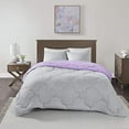 thumbnail image 4 of Comfort Spaces Vixie Reversible Comforter Set-Modern Geometric Quaterfoil Cloud Quilted Design All Season Down Alternative Bedding, Matching Shams, Twin/Twin XL(66"x90"), Lavender,CS10-0993, 4 of 5