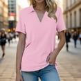 thumbnail image 2 of Womens T Shirts Women Short Sleeve V Neck Summer Casual Work Basic Tees Pink Lightweight Dressy Blouse Shirts XXL, 2 of 5