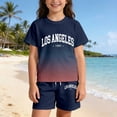 thumbnail image 2 of Shachafan Gradient Letter Print Summer Outfits For Kids Boys And Girls Casual Two Piece Home Baby, 2 of 5