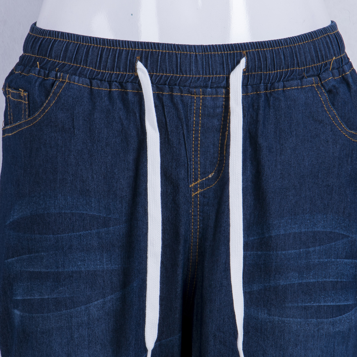Puloru New Fashion Women Denim Skinny Cut Pencil Pants High Waist Stretch Jeans Trousers Slim drawstring bloomers jeans - image 3 of 5