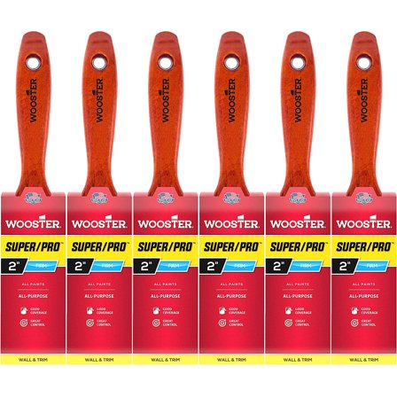 Wooster Genuine 2" Super/Pro Flat Paintbrush 6-Pack, J4104-2-6PK