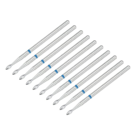 Unique Bargains 10 Pcs Emery Nail Drill Bits Set for Acrylic Nails 3/32 Inch Nail Art Tools 44.1mm Length Blue