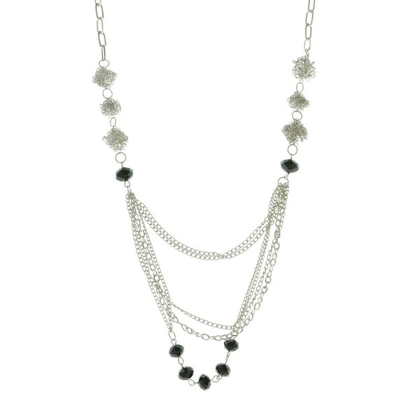 Mi Amore Adjustable Long-Necklace Silver-Tone/Black