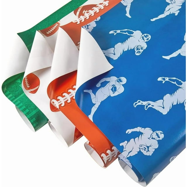 12 hojas de papel para envolver fútbol, 4 estilos, rollo de papel para envolver regalos de rugby, balón deportivo, papel para manualidades, papel para arte, plegado plano.