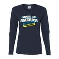 thumbnail image 2 of Made In America With Ukrainian Parts Womens Graphic Long Sleeve T-Shirt, Navy, Small, 2 of 4