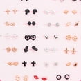 thumbnail image 2 of Pendientes de botón de resina de plástico Laklulu, juego de pendientes de amor de flores para mujer, 36 pares de pendientes en caja, 2 of 5