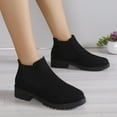 thumbnail image 6 of hopeusnice Women's Ankle Boots Chelsea Boots Low Heel Pull On Shoes Comfortable Chunky Heel Booties Fall Winter Soft Suede Shoes Black 40, 6 of 8