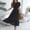 Black, variant on Solid Colors Dresses for Women Ruffle Short Sleeve Summer Midi A-Line Dress Elastic Waist Mock Neck Loose Fit Flowy Dresses