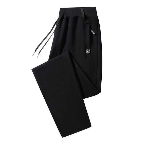 Fnnxeal Mens Sweatpants, Casual Slacks with Stretch Fall Winter Elastic Waist Drawstring Black Sweatpants for Men Size 2XL