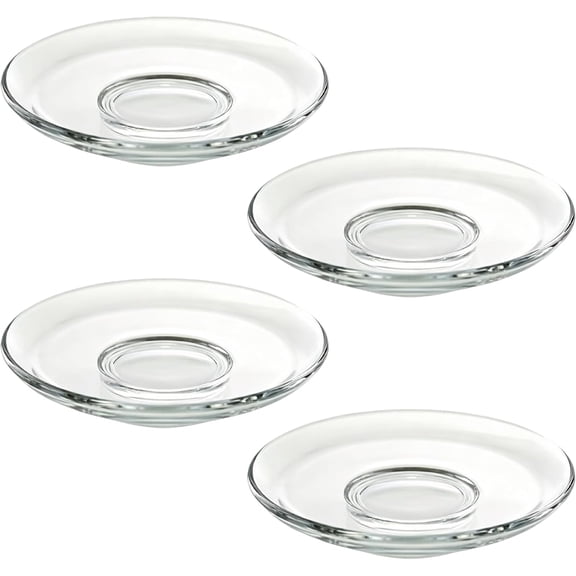 Small Clear Plates Set of 4, 3.54 Inch Round Thickened Glass Dishes, Mini Appetizer Plates for Teacup, Fruit, Cake, Snack, Dishwasher Safe