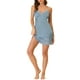 thumbnail image 2 of INSPIRE CHIC Vestidos de salón para mujeres, camisones de satén, vestidos de noche con cuello en V, tirantes de espagueti, pijamas, vestido de noche en gris azul, 2 of 6