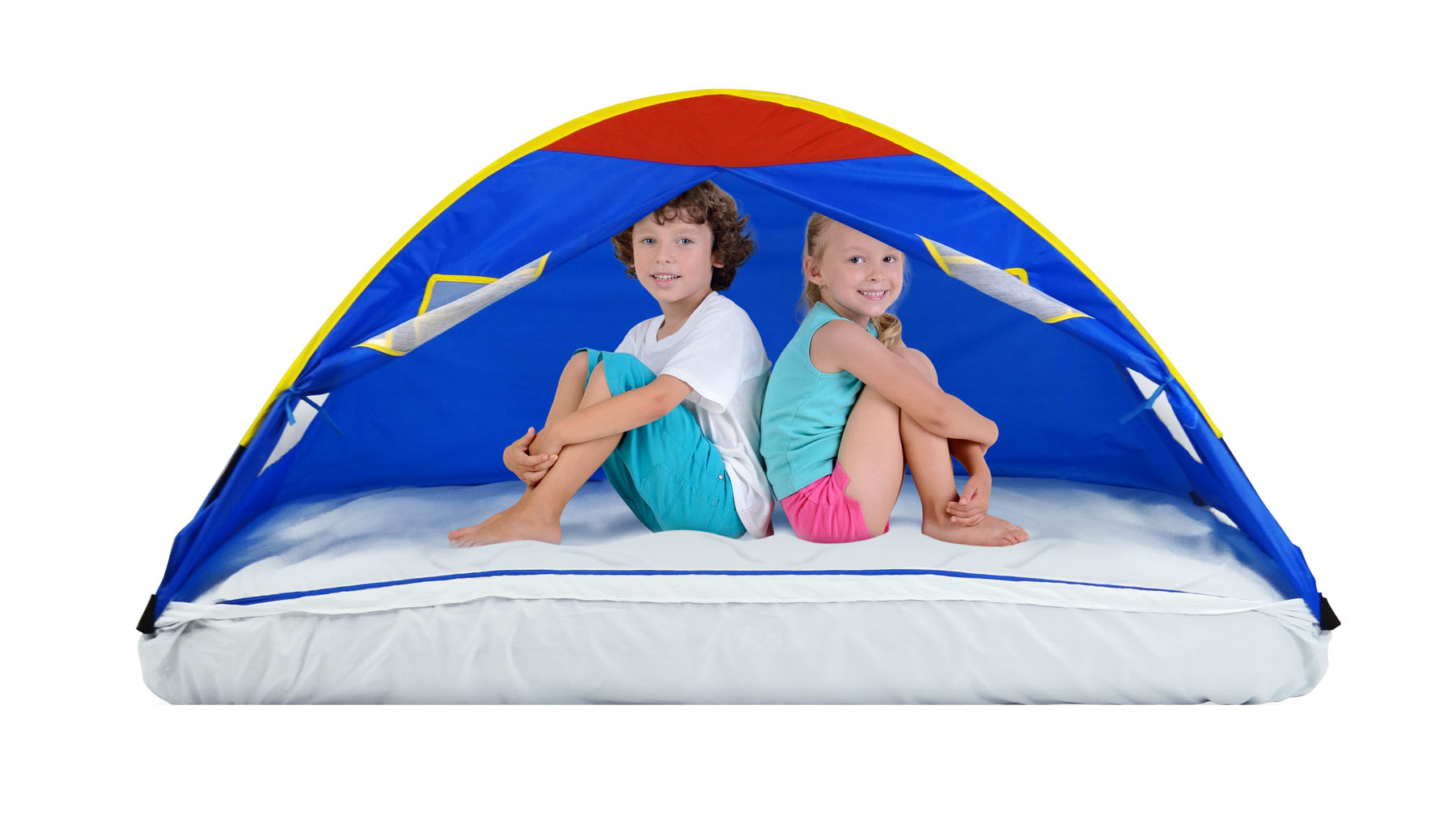 GigaTent 6 Mesh Windows Fiberglass Poles Washable Sheets Polyester Play Tent, Multi-color - image 2 of 2