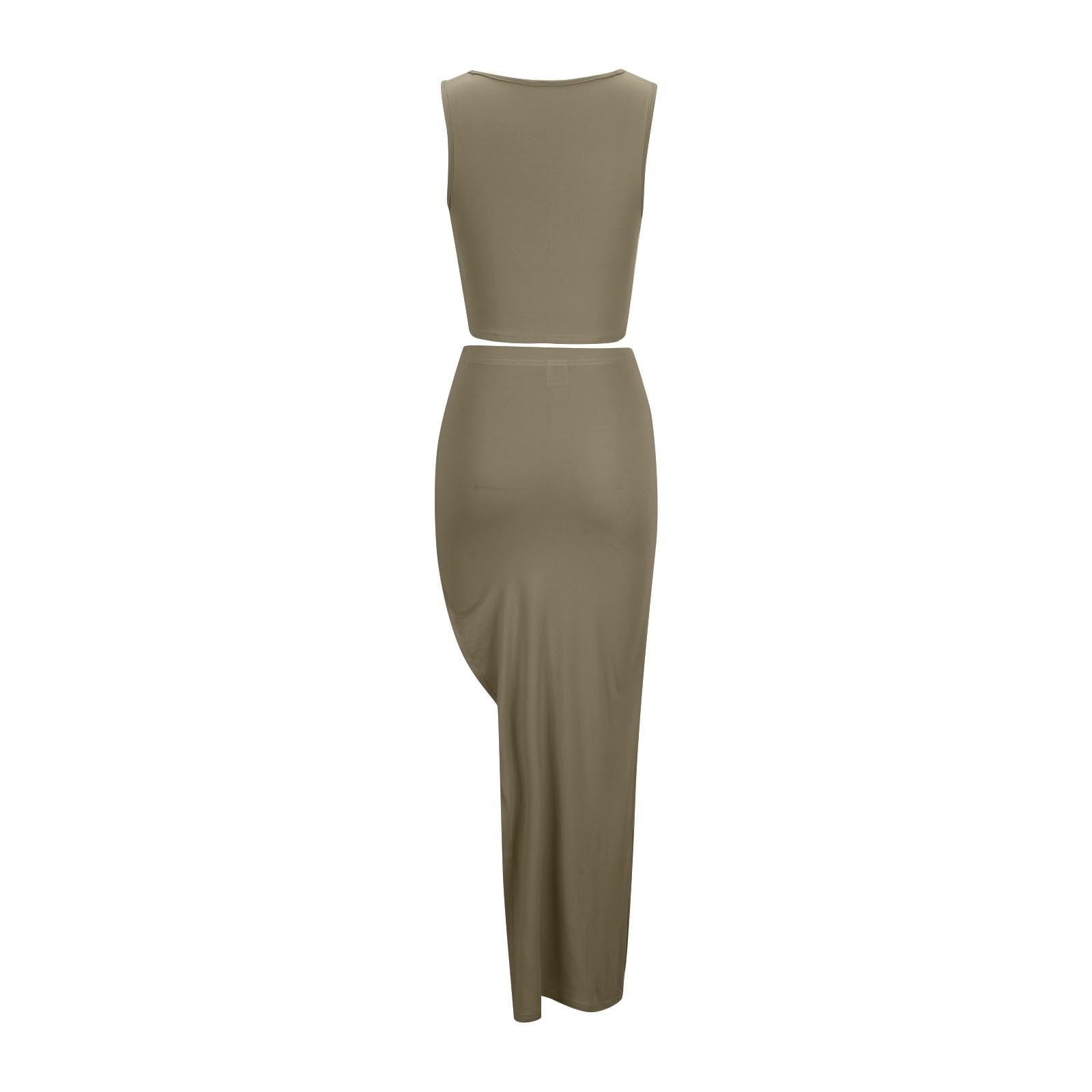 Kaemgyyd Two Piece Maxi Skirt Sets for Women Bodycon High Kaemgyyd Two Piece Maxi Skirt Sets for Women Bodycon High