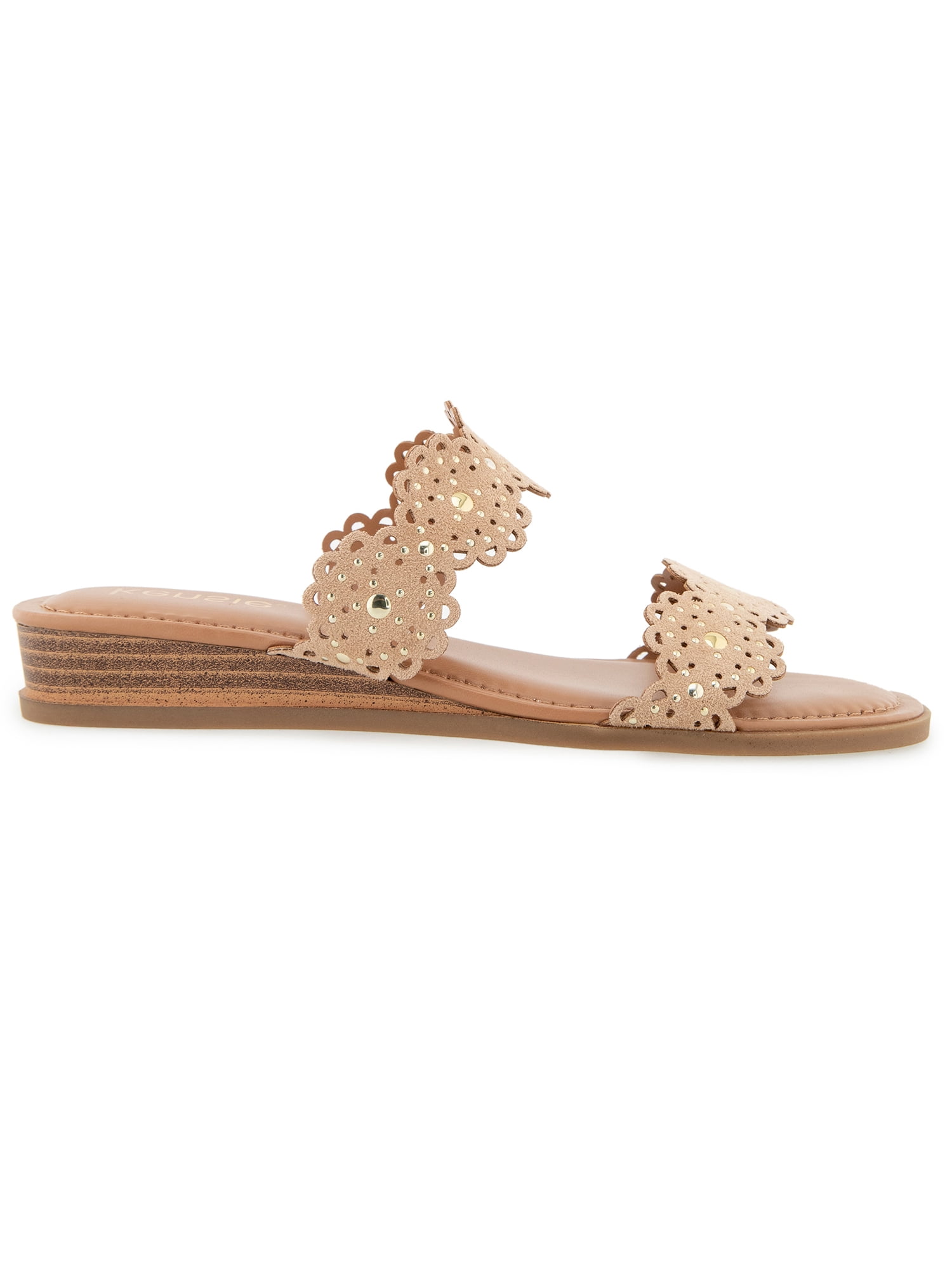 Kensie Women's Autumn Scalloped Wedge Flat Sandal