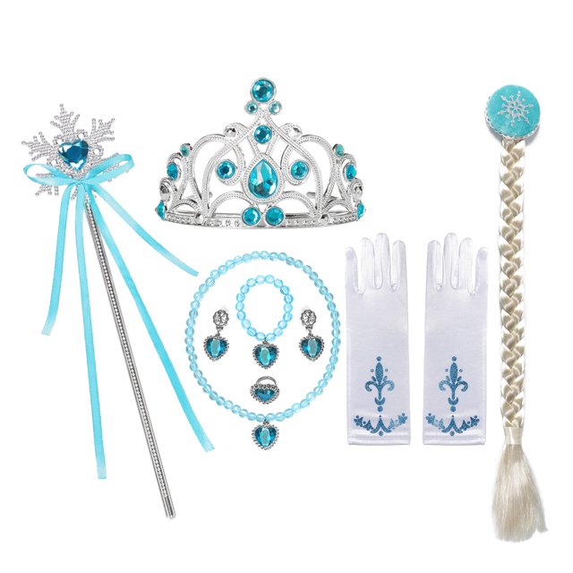 Nuevos accesorios de Frozen para niñas, juegos de Cosplay, Elsa, Anna, princesa, corona, varita mágica, collar, peluca, guantes, niños, Carnaval, fiesta de Navidad Gao Jinjia LED