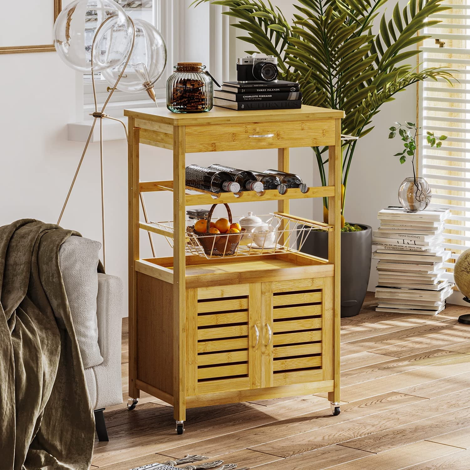 Buy AMUZER Rolling Kitchen Island Cart Counter Height Kitchen Island