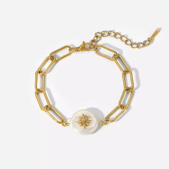 Vanytel Women’s Belen Pearl Bracelet, Gold – Mother Pearl Accent