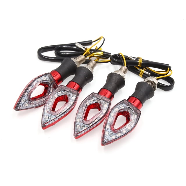 4Pcs 12V Luz de Giro 12 LED Tono Ámbar Indicador Intermitente para Moto Unique Bargains Carcasa Rojo