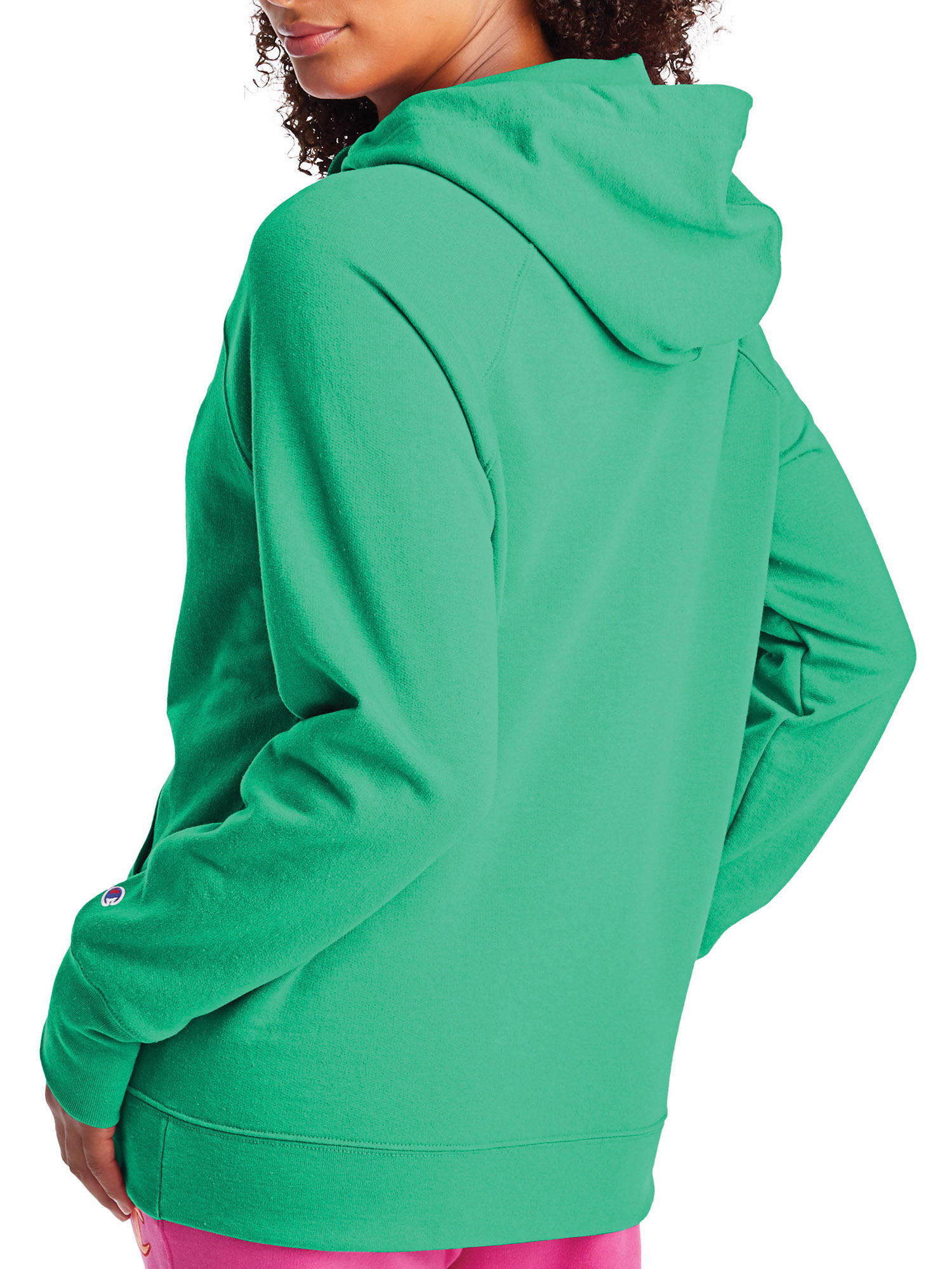 Champion Women's Athletics Powerblend Fleece Hoodie, Script Logo Green Alive XS - image 5 of 5