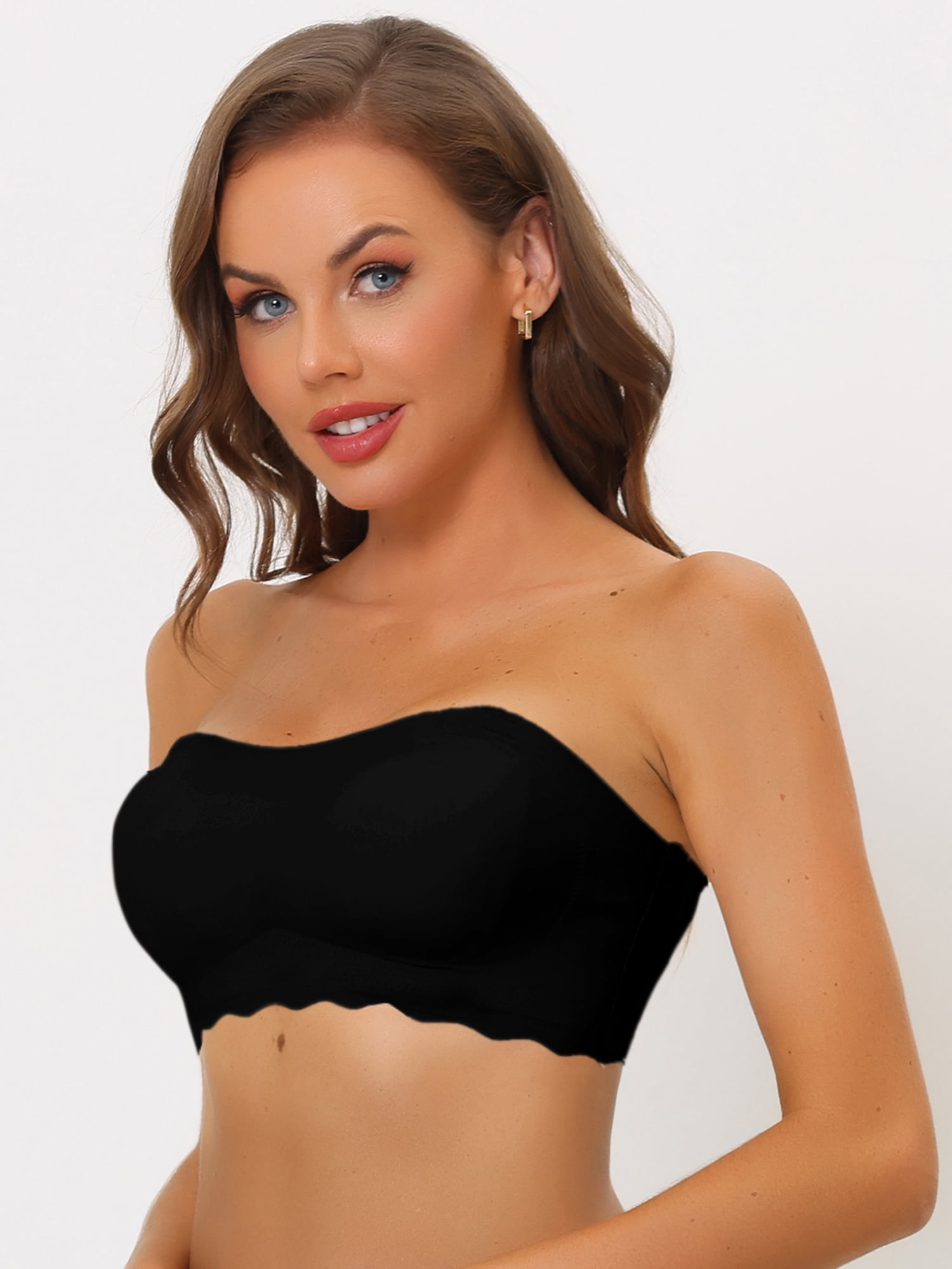 Unique Bargains Women's Wireless Non-Slip Top Strapless Bandeau Bra S Black