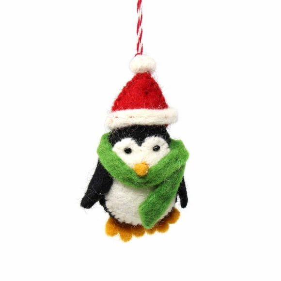 Hand Felted Christmas Ornament Penguin Global Groove (H)