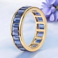thumbnail image 4 of Baguette Cut Sapphire Eternity Band Women Wedding Matching Band Bezel Set Handmade Jewelry Unique Proposal Gold Band, 4 of 4