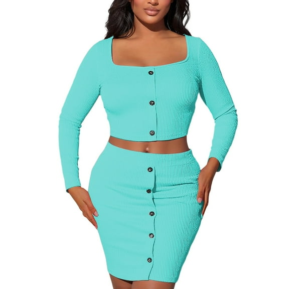 Women's Elegant One Shoulder Long Sleeve Skirt Suit Set for Holiday Party Wear and Daily Outfits