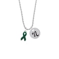 thumbnail image 2 of Delight Jewelry Silvertone Green Ribbon Silvertone Script Initial Disc - N - Charm Necklace, 20"+3", 2 of 4