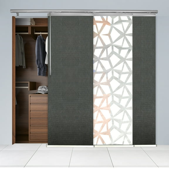 Domovina 3 Panel Track Vertical Blinds, Adjustable 36-66"W x 91.4"H - Splinter/Adelaide