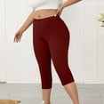 thumbnail image 7 of 2PC Tummy Control Capri Leggings for Women Plus Size Elastic Waist Seamless Workout Athletic Running Capri Leggings Yoga Pants for Women Wine 3XL, 7 of 7