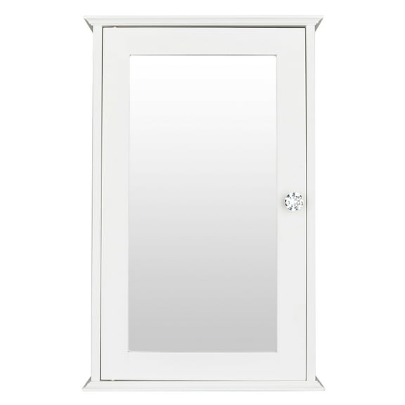 Bathroom Cabinet Wall Mount Mirrored Medicine Cabinet Storage Organizer with Single Door and 3 Adjustable Shelves White