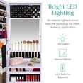 thumbnail image 4 of Best Choice Products Hanging Mirror Jewelry Armoire, Door or Wall Mounted Cabinet w/ LED Lights, Lock - Lavender, 4 of 8