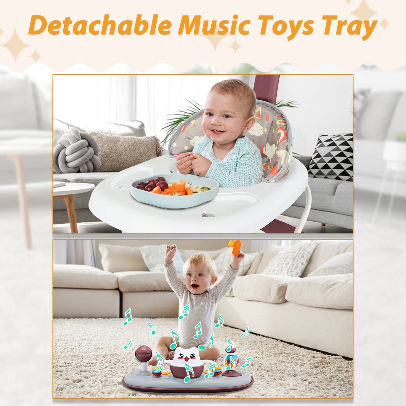 Activity Baby Walker for Girls and Boys, 5-in-1 Baby Walker with Music Toys, Height Adjustable, Red
