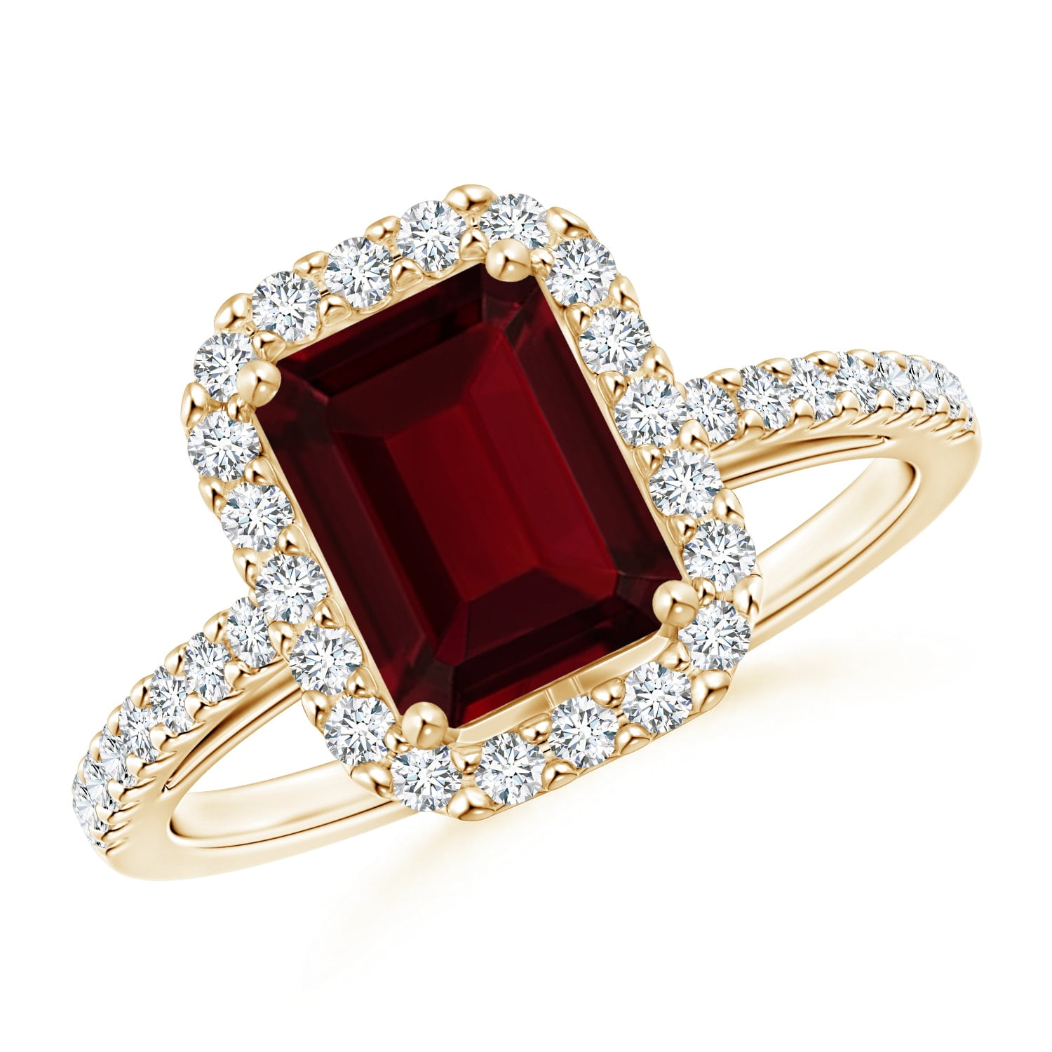 Angara - Valentine Jewelry Gift - Vintage Inspired Emerald-Cut Garnet