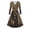 Khaki, variant on Casual Mardi Gras Womens Dresses Casual V Neck Hepburn Dress Fashion Mardi Gras Mask Printed Pleated Vintage Dress