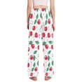thumbnail image 3 of Dailycode Women's Pajama Pants Wide Leg Lounge Pj Bottoms With Pockets Cherry Fruit with Leaf, 3 of 7