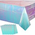 thumbnail image 1 of LAICAIW 6 Pack Iridescent Blue Plastic Tablecloth, Shiny Blue Disposable Laser Rectangle Table Covers, Blue Holographic Foil Tablecloth Party Decorations for Birthday Bridal Wedding Christmas, 40 x, 1 of 7