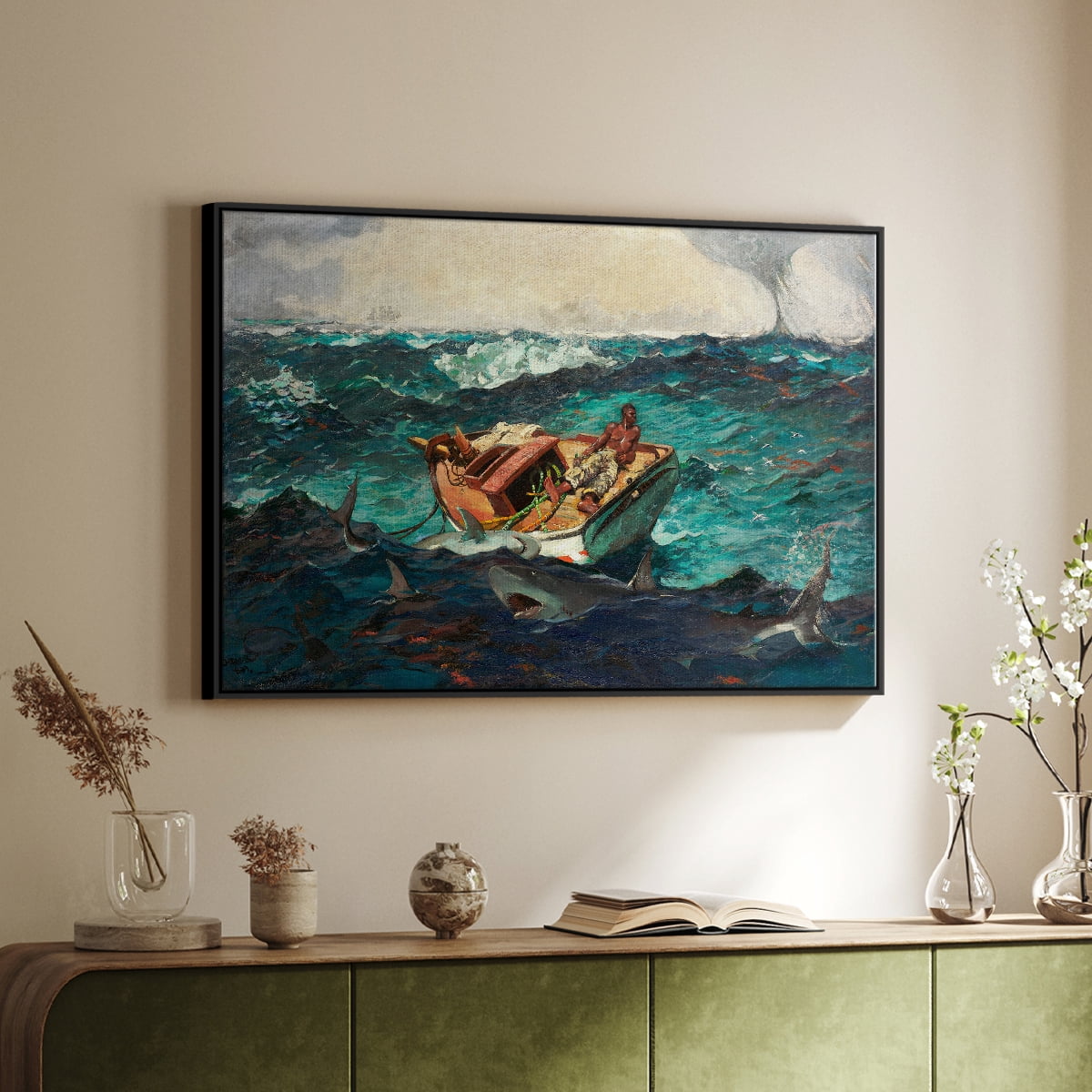 Vintage Landscape-CXXVIII By Wexford Home Framed in Black Wood Gallery Wrapped Canvas 25 in. x 37 in.
