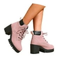 thumbnail image 3 of Women's Ankle Boots Fashion Heel Lace Up Platform Booties Comfortable Casual Leather Shoes for Everyday Use, 3 of 8
